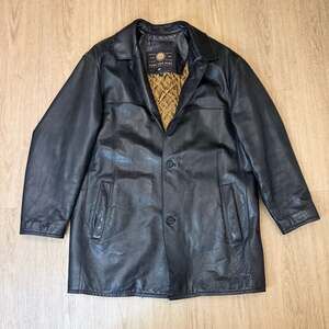 Marc New York Andrew Marc Men's Black Leather Car Coat Jacket Size L